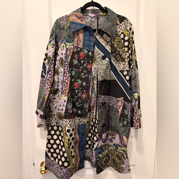 ETRO Milano Colorful Patchwork Belted Trench Coat - Picture 2 of 16
